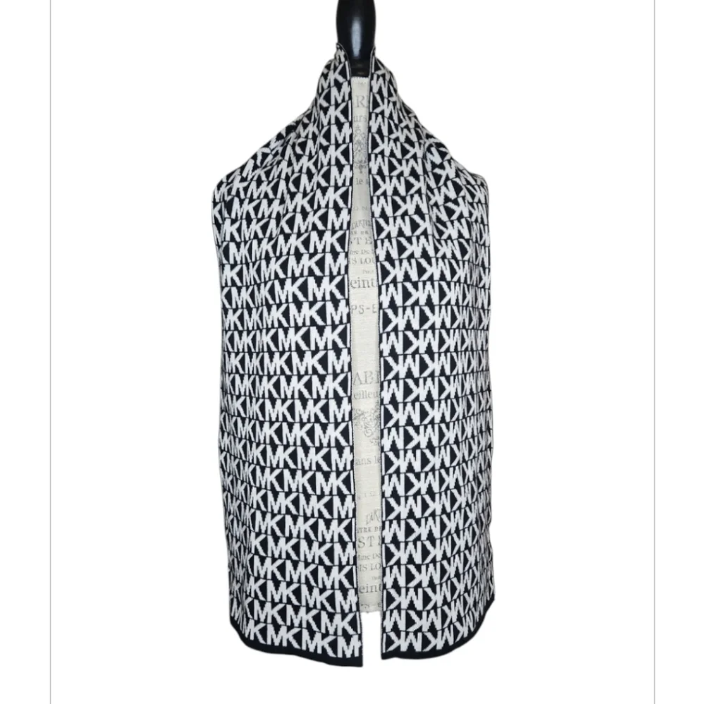MICHAEL Michael Kors Black & White MK Logo Scarf